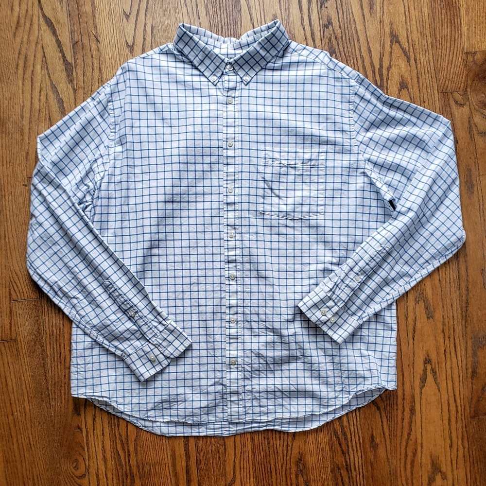 EUC Goodfellow Navy/White Grid Dress Shirt